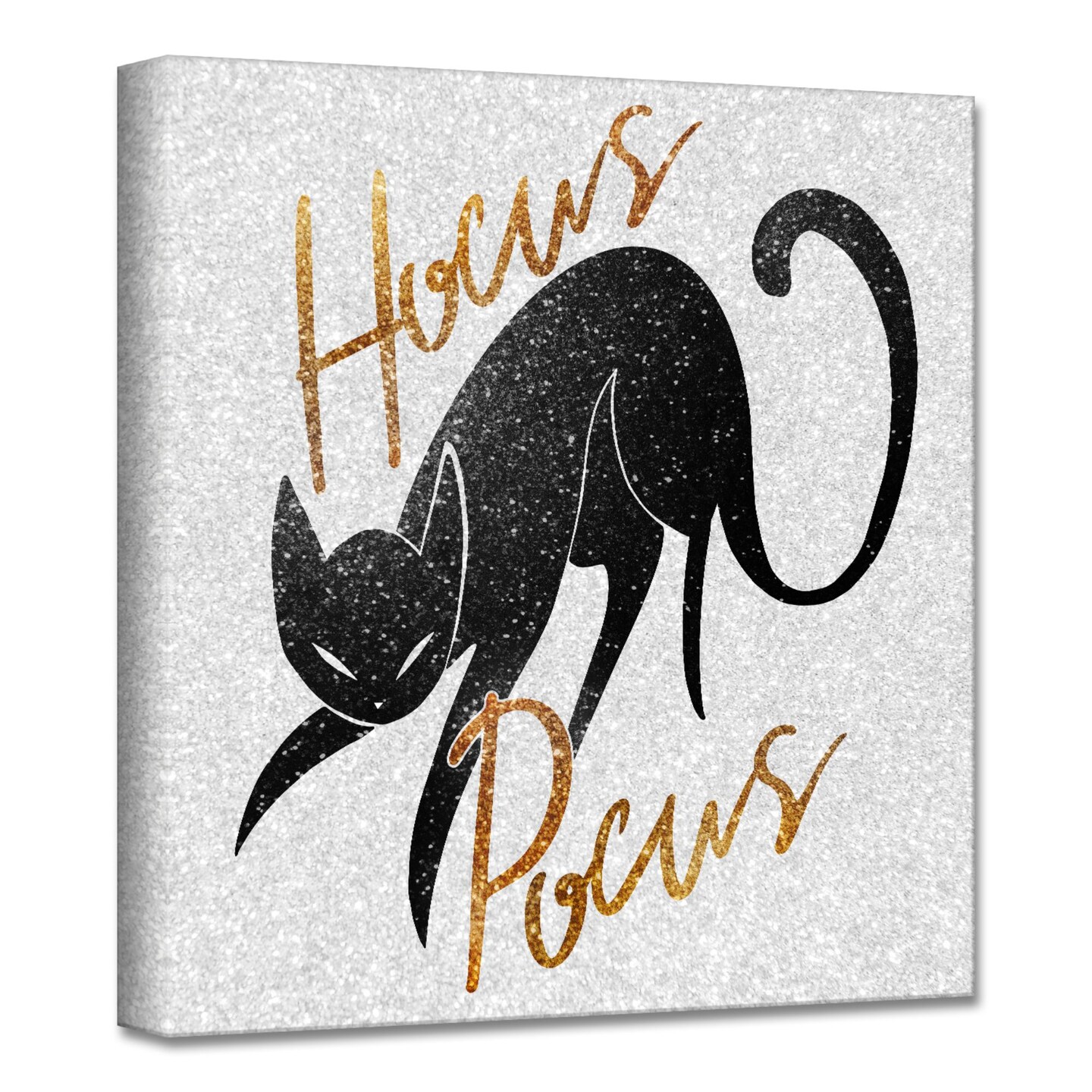 Crafted Creations Gray and Black &#x27;Hocus Pocus&#x27; Canvas Halloween Wall Art Decor 20&#x22; x 20&#x22;
