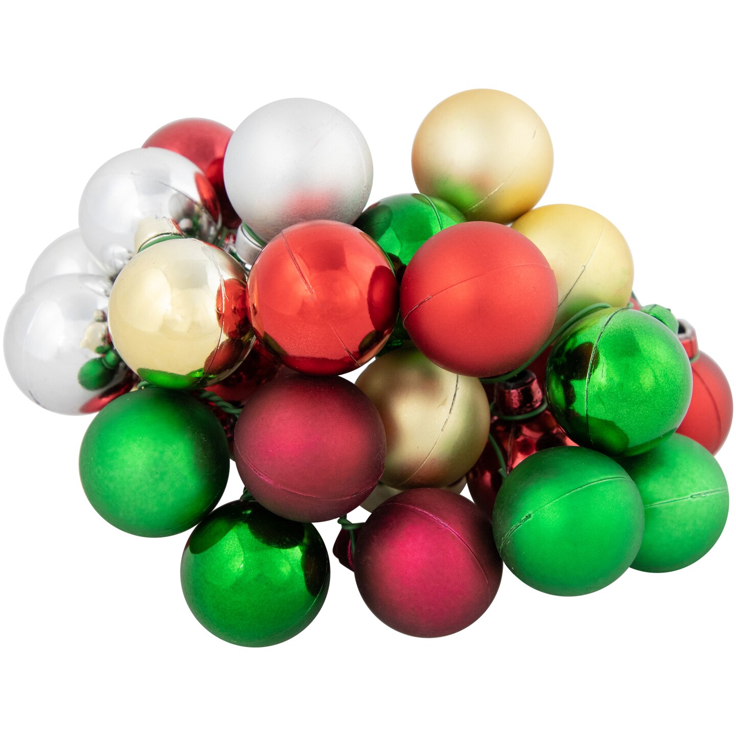 Northlight Shatterproof Ball Ornament Christmas Pick - 6.75" - Traditional Colors