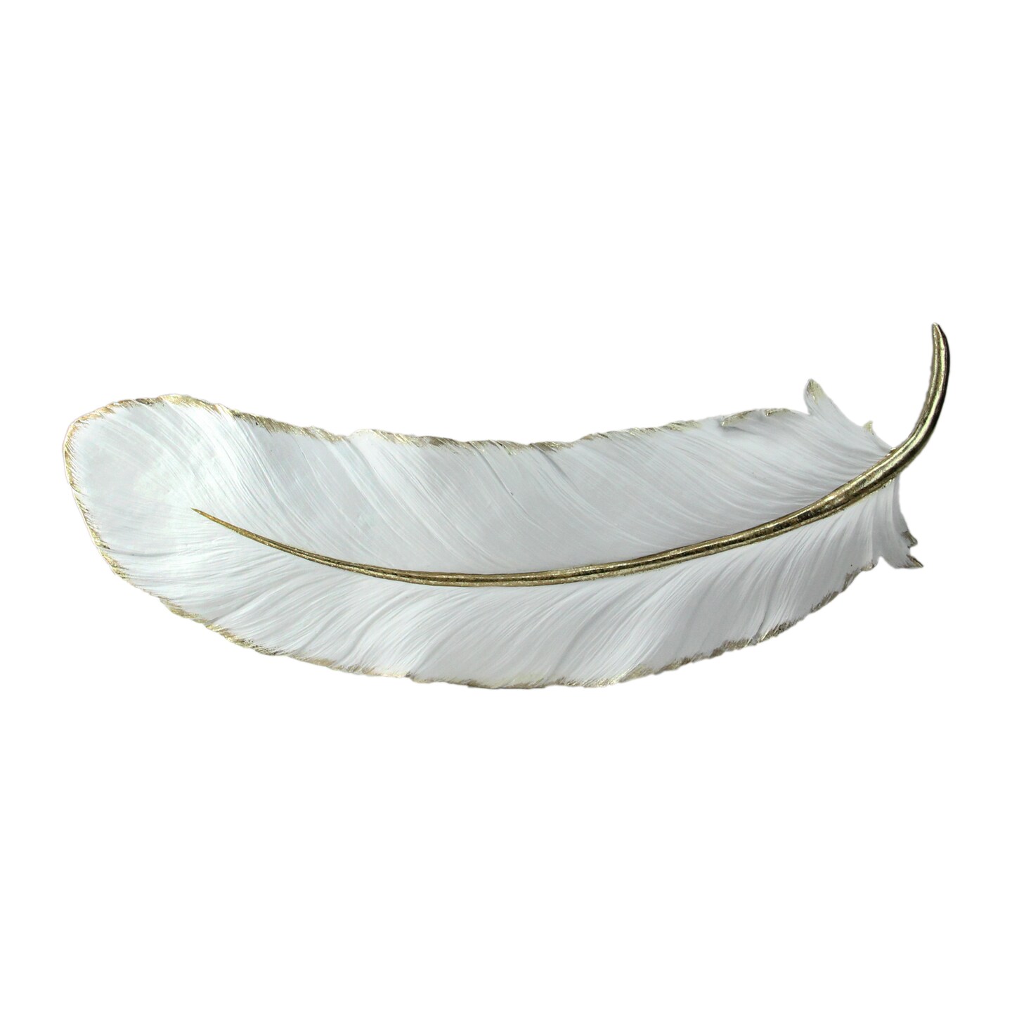 Roman 22&#x22; White and Gold Gilded Feather Shaped Christmas Wall Decor