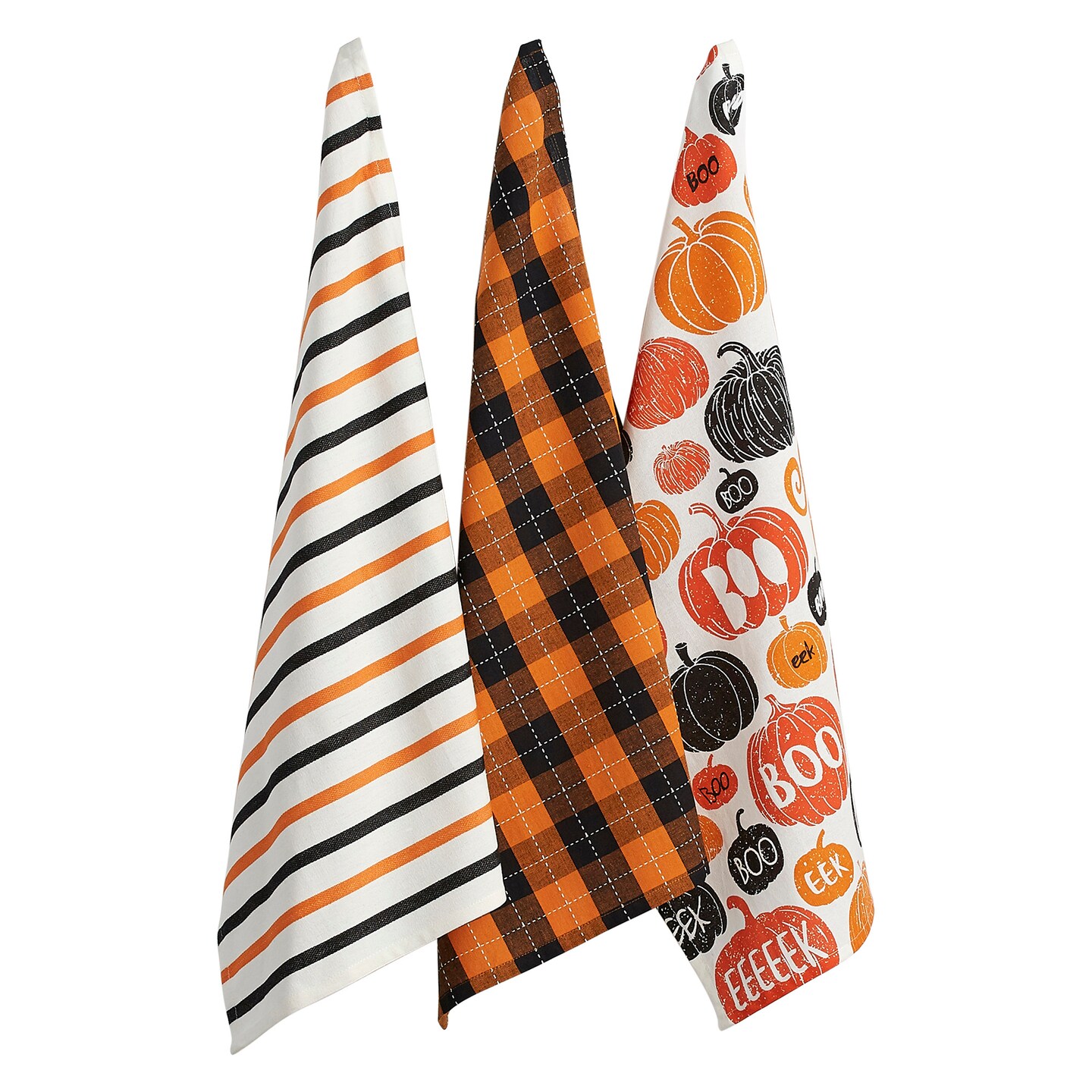 Contemporary Home Living Set of 3 Rectangular Assorted Absorbent Halloween Themed Dishtowel 28&#x22;