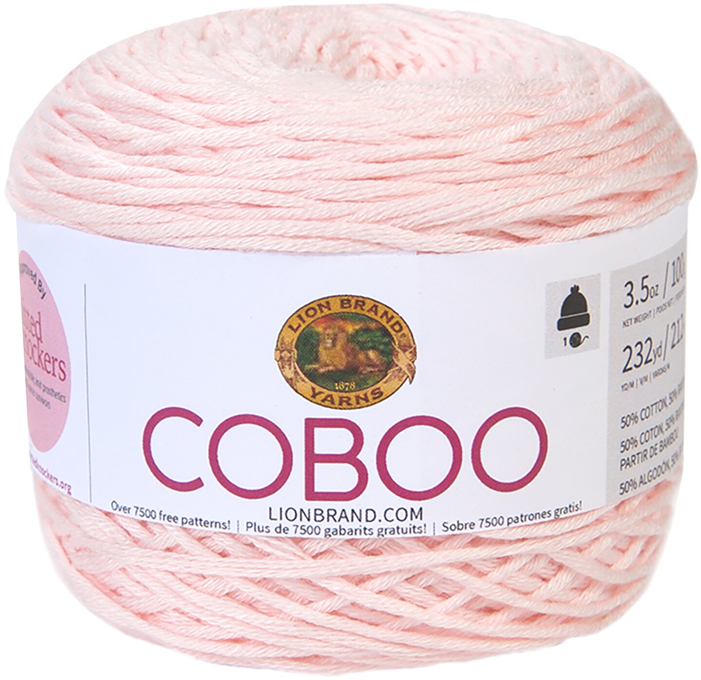 Lion Brand Coboo Yarn-Pale Pink