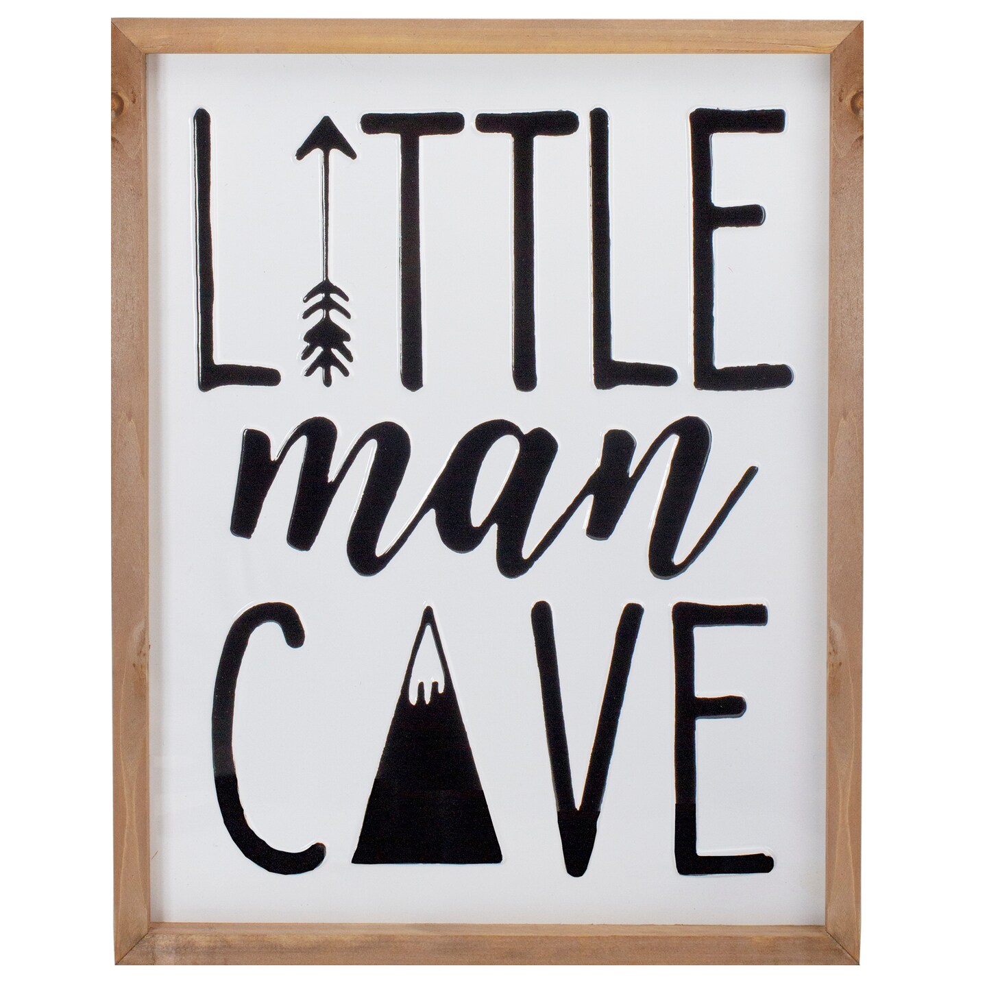 Northlight 18&#x22; White and Black Wooden Framed &#x22;Little Man Cave&#x22; Metal Sign Wall Decor