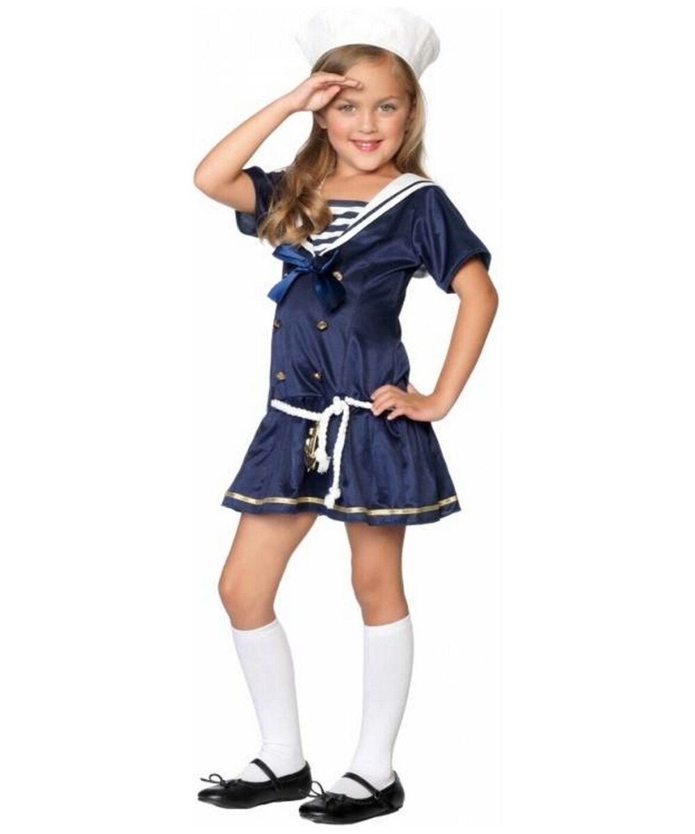 Enchanted Costumes Girls Blue and White Shipmate Cutie Sailor Halloween Costume - XS