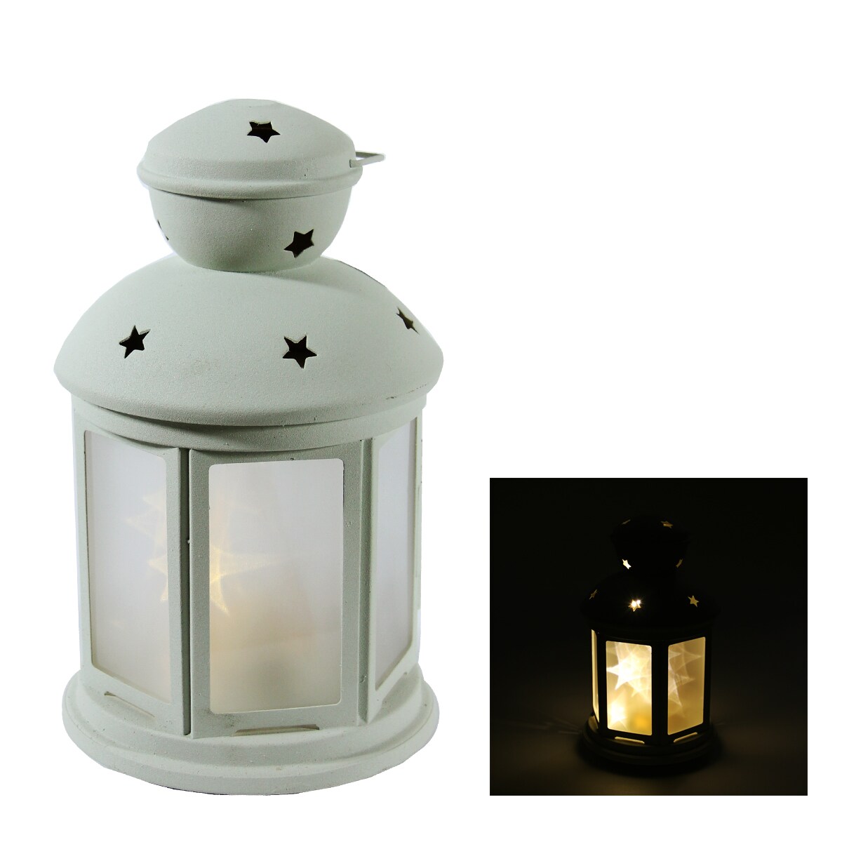 S4 Lights 8&#x22; White LED Lighted Invisilite Holographic Star Christmas Lantern - Warm White Lights