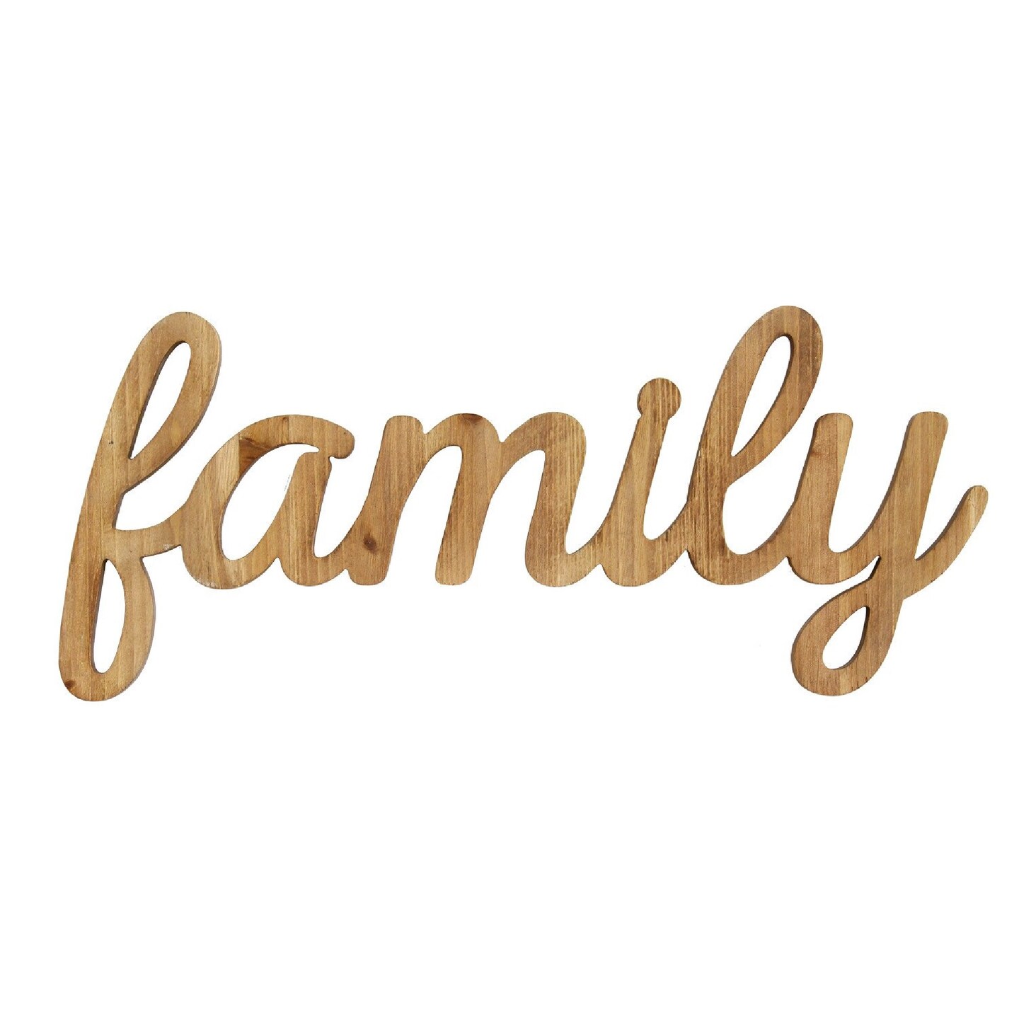 Contemporary Home Living 18" Gold Family Natural Wood Script Wall Art