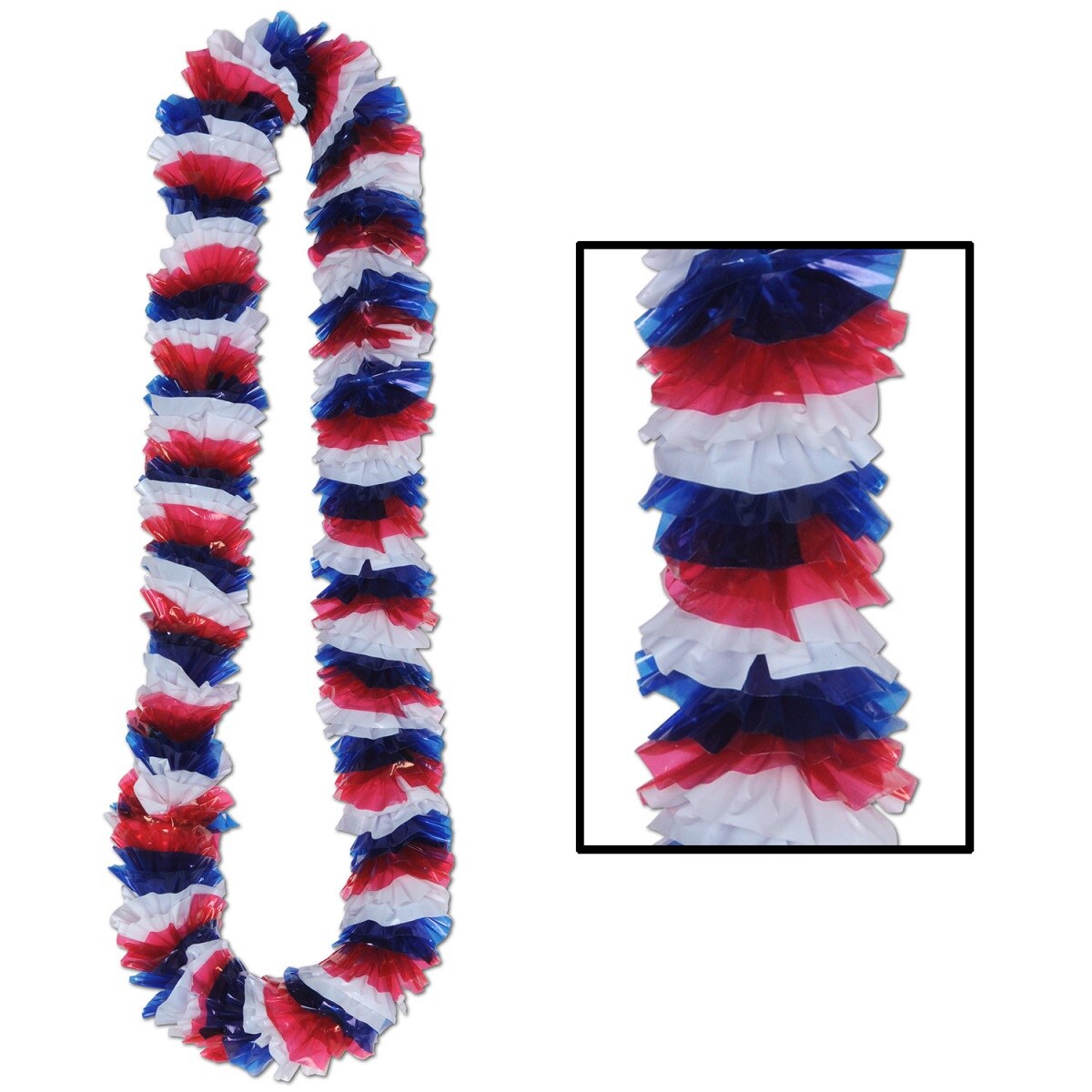 Beistle Club Pack of 100 Red, White and Blue Patriotic Soft-Twist Poly Party Leis