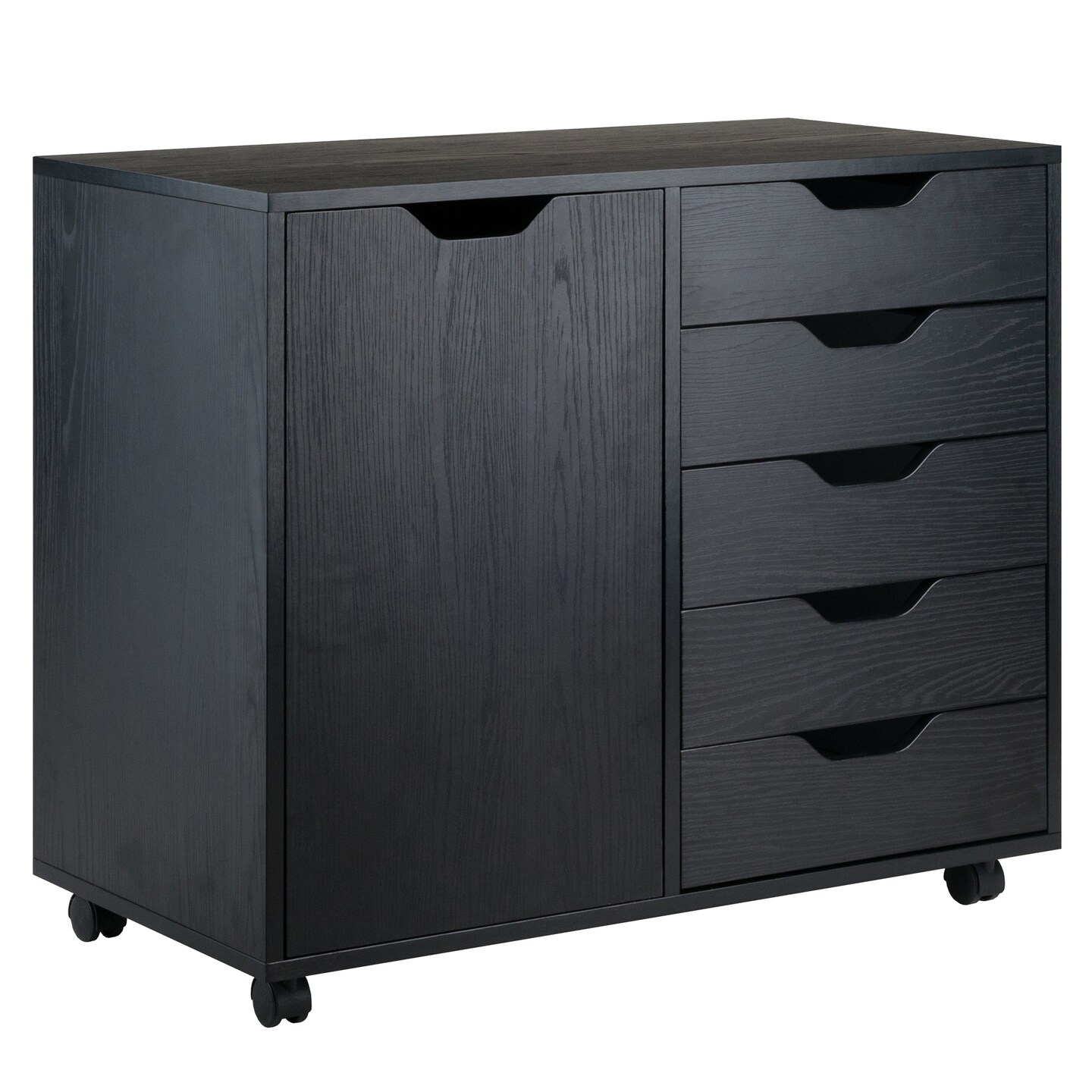 Contemporary Home Living 30.5&#x22; Black Elegant Halifax Rectangular Cabinet with Expanded Multi-Drawer Storage