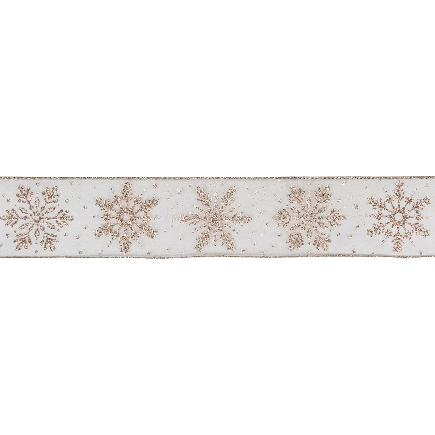 Northlight Sheer Gold Snowflake Christmas Wired Craft Ribbon 2.5" x 10 Yards