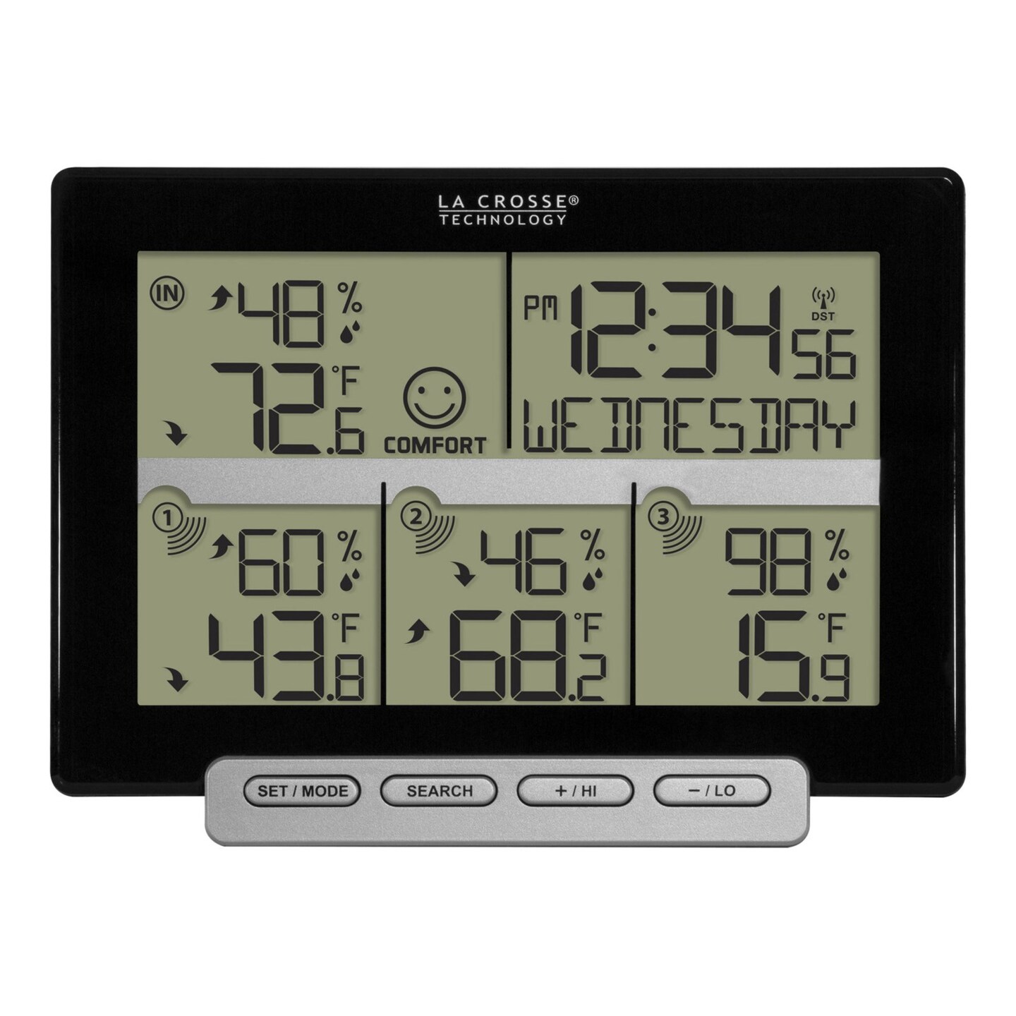 La Crosse Technology 6" Black and Gray Weather Station with 3 Outdoor