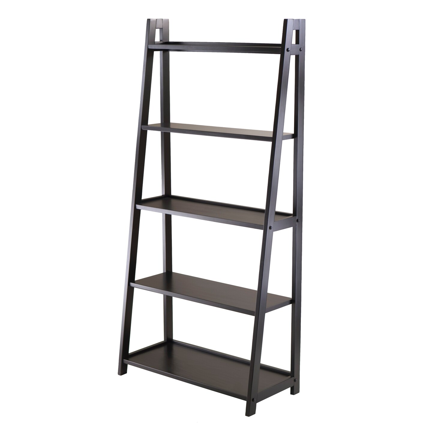 Contemporary Home Living 58" Black Elegant Adam 5-Tier A-Frame Decorative Shelf