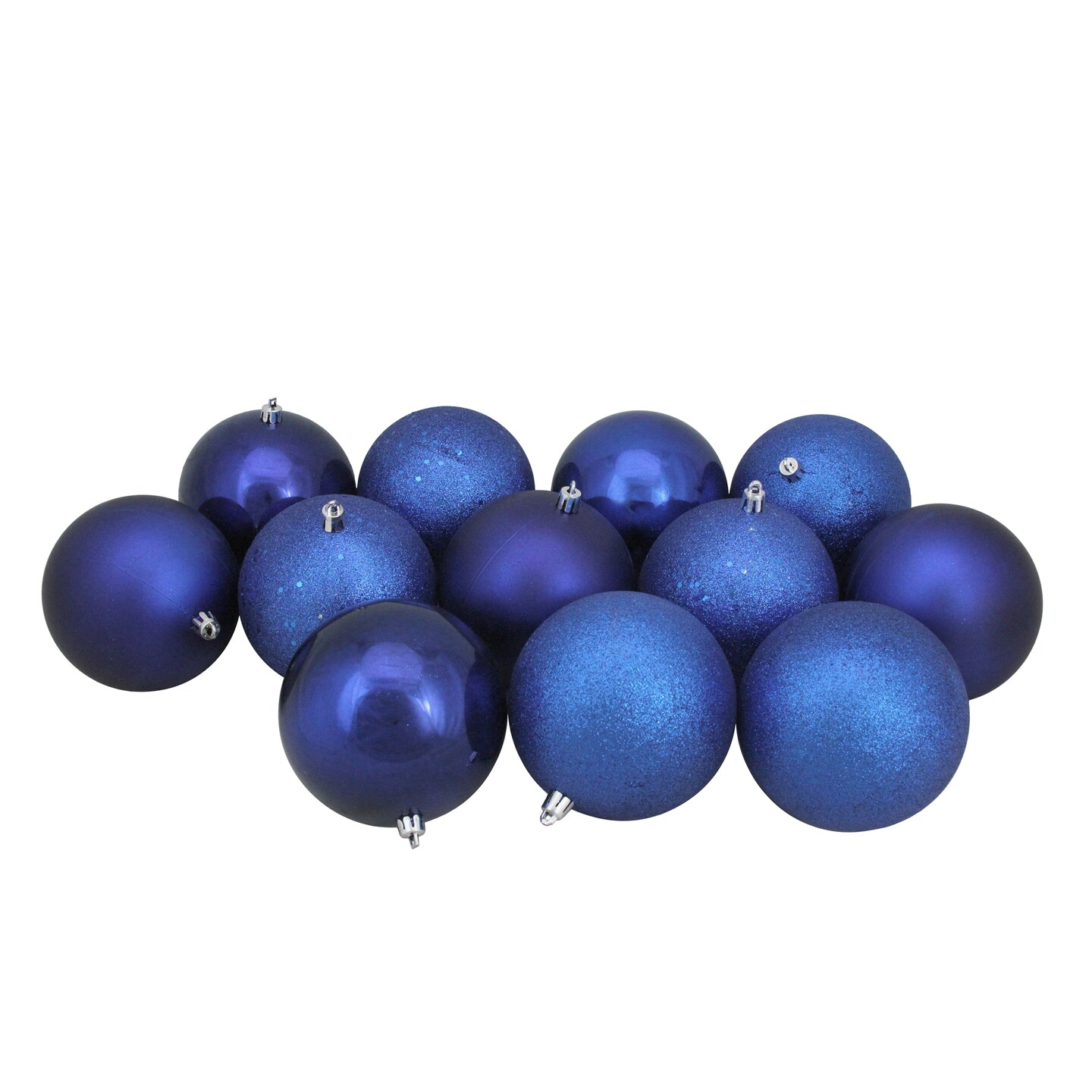 Northlight 12ct Royal Blue Shatterproof 4-Finish Christmas Ball Ornaments 4&#x22; (100mm)