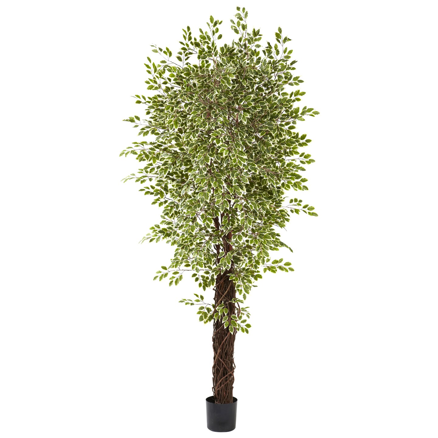 Nearly Natural 7.5' Artificial Silk Variegated Mini Potted Ficus Tree