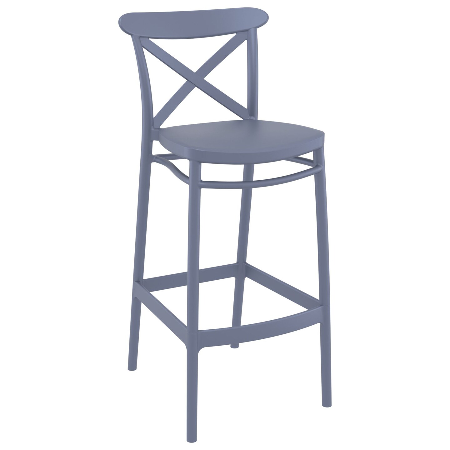 Luxury Commercial Living 41.75" Gray Solid X Accented Outdoor Patio Bar Stool