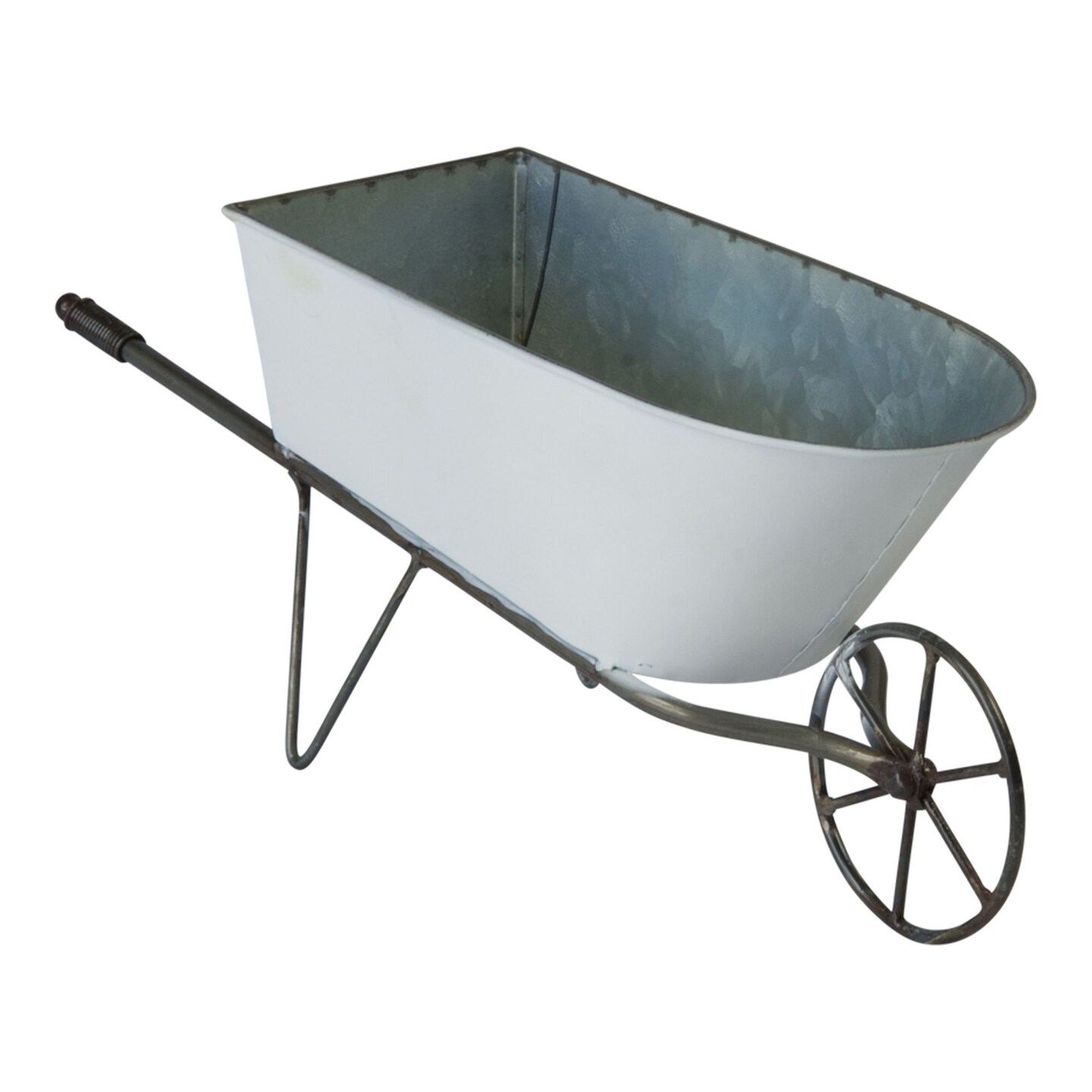 Creative Design 16.5&#x22; White and Black Antique Wheelbarrow Outdoor Planter