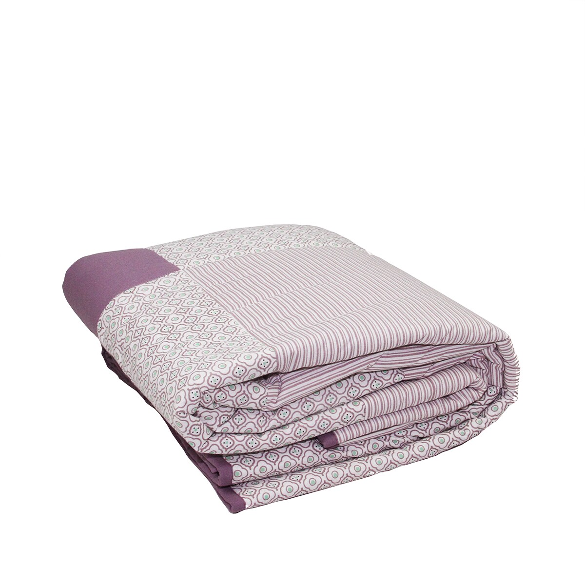 Kaemingk Purple and White Stripe Quatrefoil Quilted Throw Blanket 55.5&#x22; x 78.75&#x22;