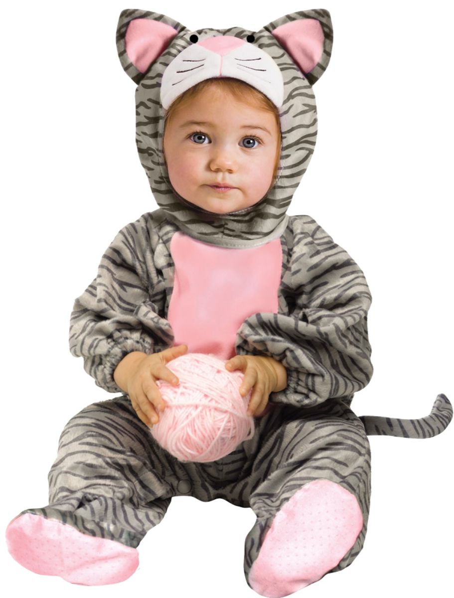 The Costume Center Gray and Pink Striped Kitten Infant Adult Halloween Costume - Small