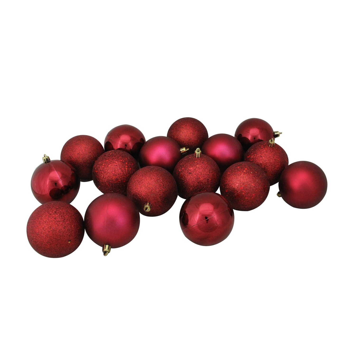 Northlight Shatterproof 4-Finish Christmas Ball Ornaments - 3&#x22; (75mm) - Burgundy - 16ct