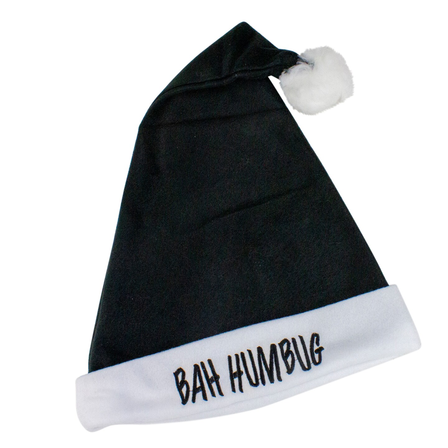 Fun World Black and White 'Bah Humbug' Unisex Adult Christmas Santa Hat Costume Accessory - One Size