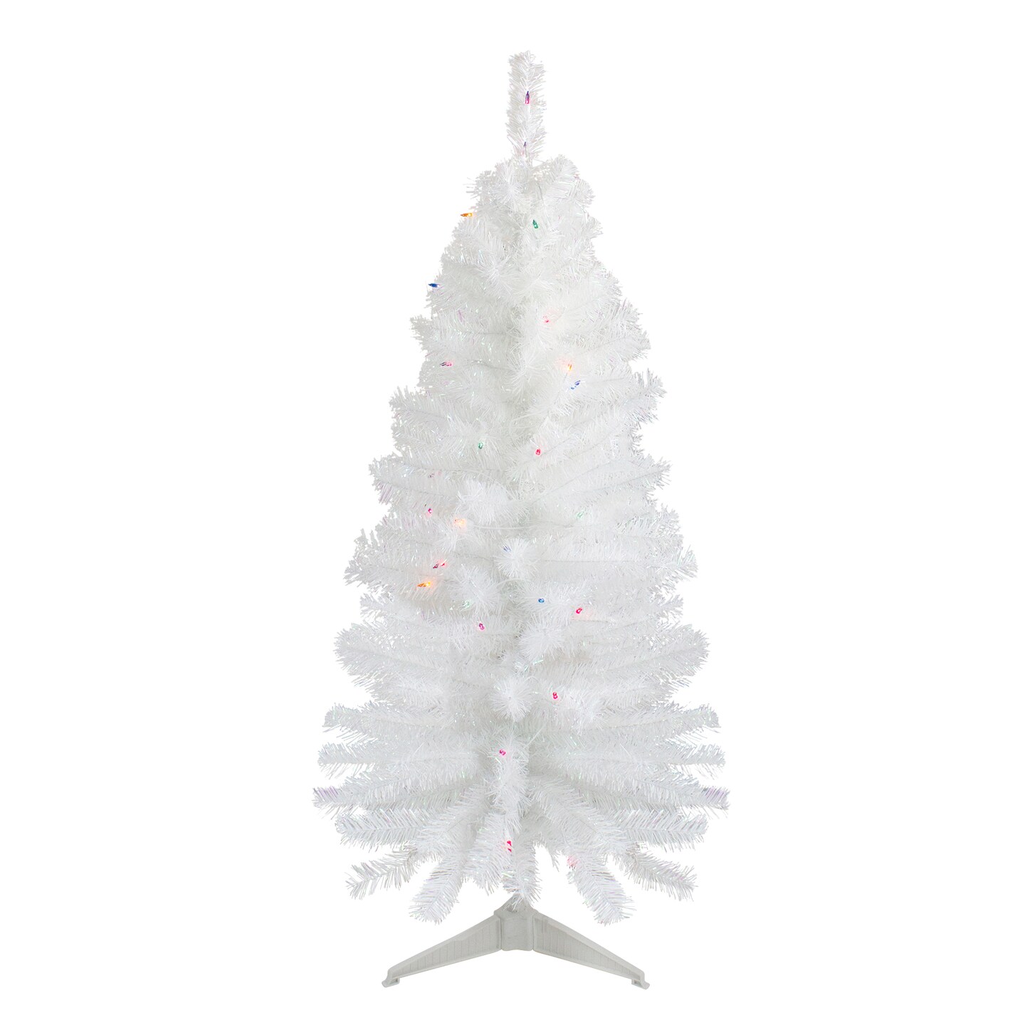 Northlight 4' Pre-Lit White Pine Slim Artificial Christmas Tree - Multi  Lights