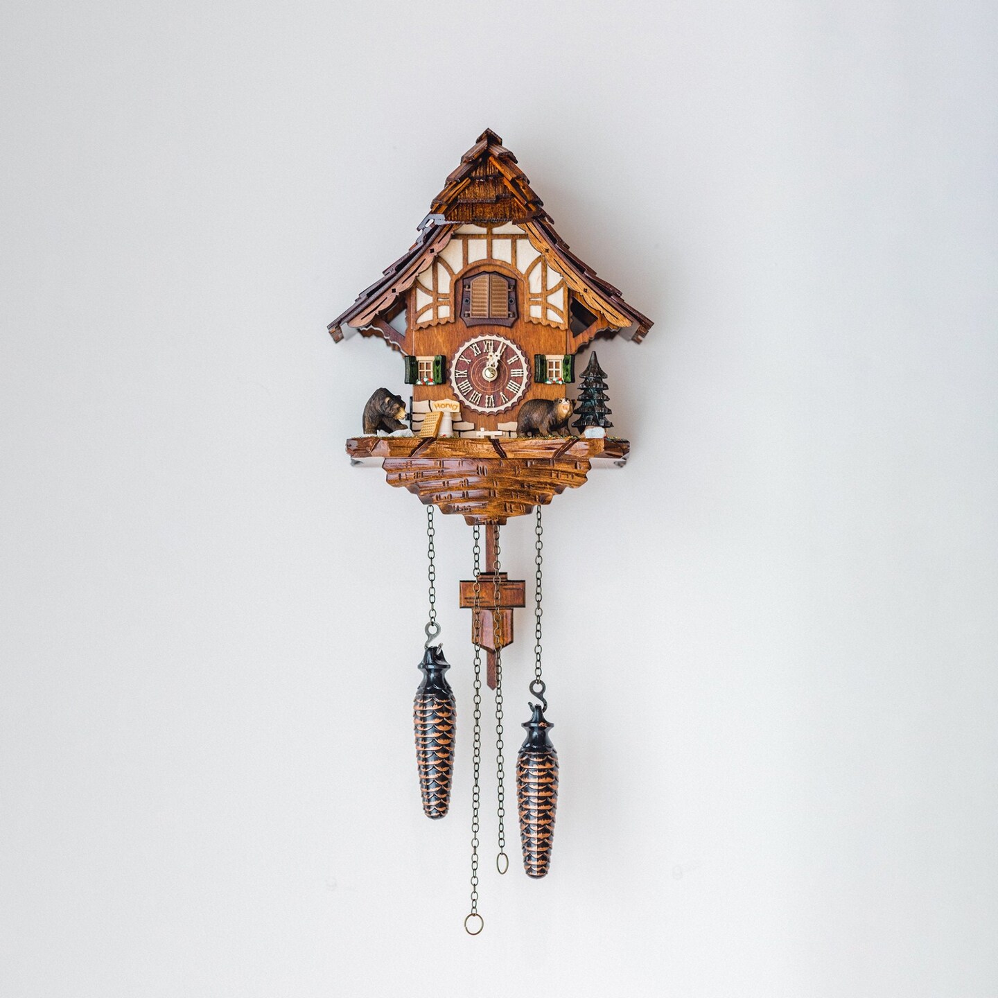 Hermle 9.5" Brown and White Bears Cuckoo Wall Clock | Michaels