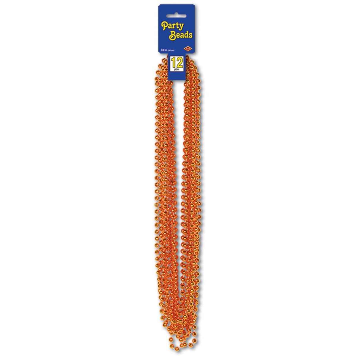 Party Central Club Pack of 144 Orange Metallic Halloween Round Beaded Necklace Party Favors 33&#x27;&#x27;