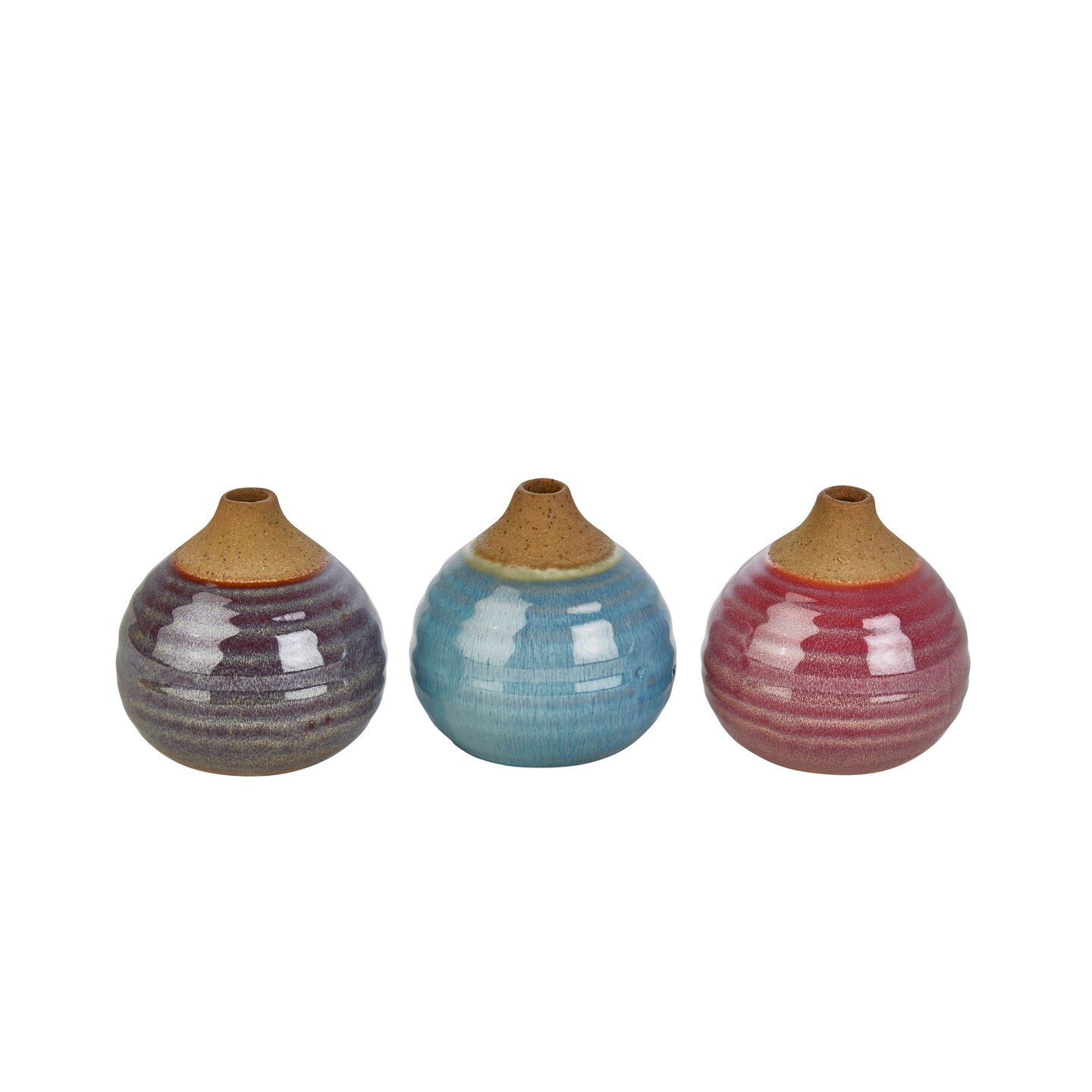 Kingston Living Glazed Bud Table Vases - 4" - Multi-Colored - Set of 3