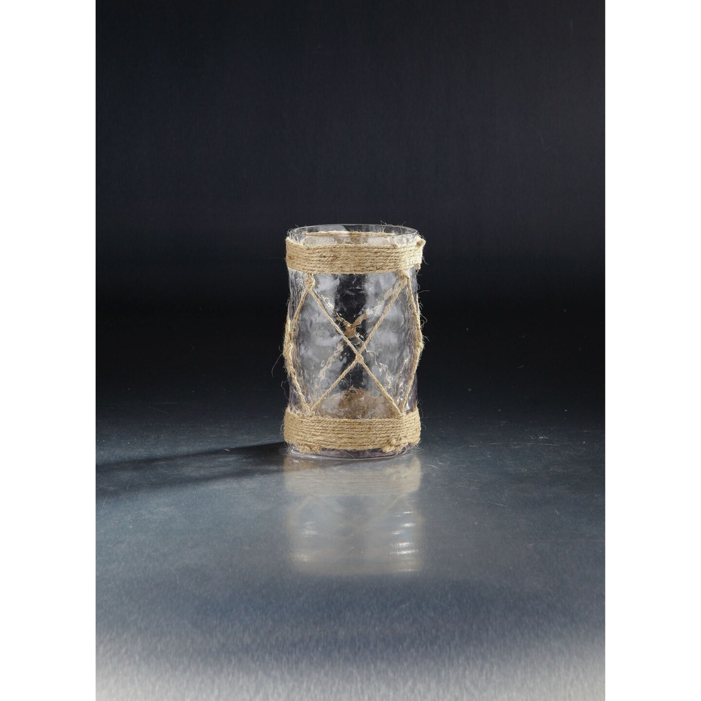 CC Home Furnishings 7.5&#x201D; Translucent Cylindrical Glass with Rope Design Flower Vases