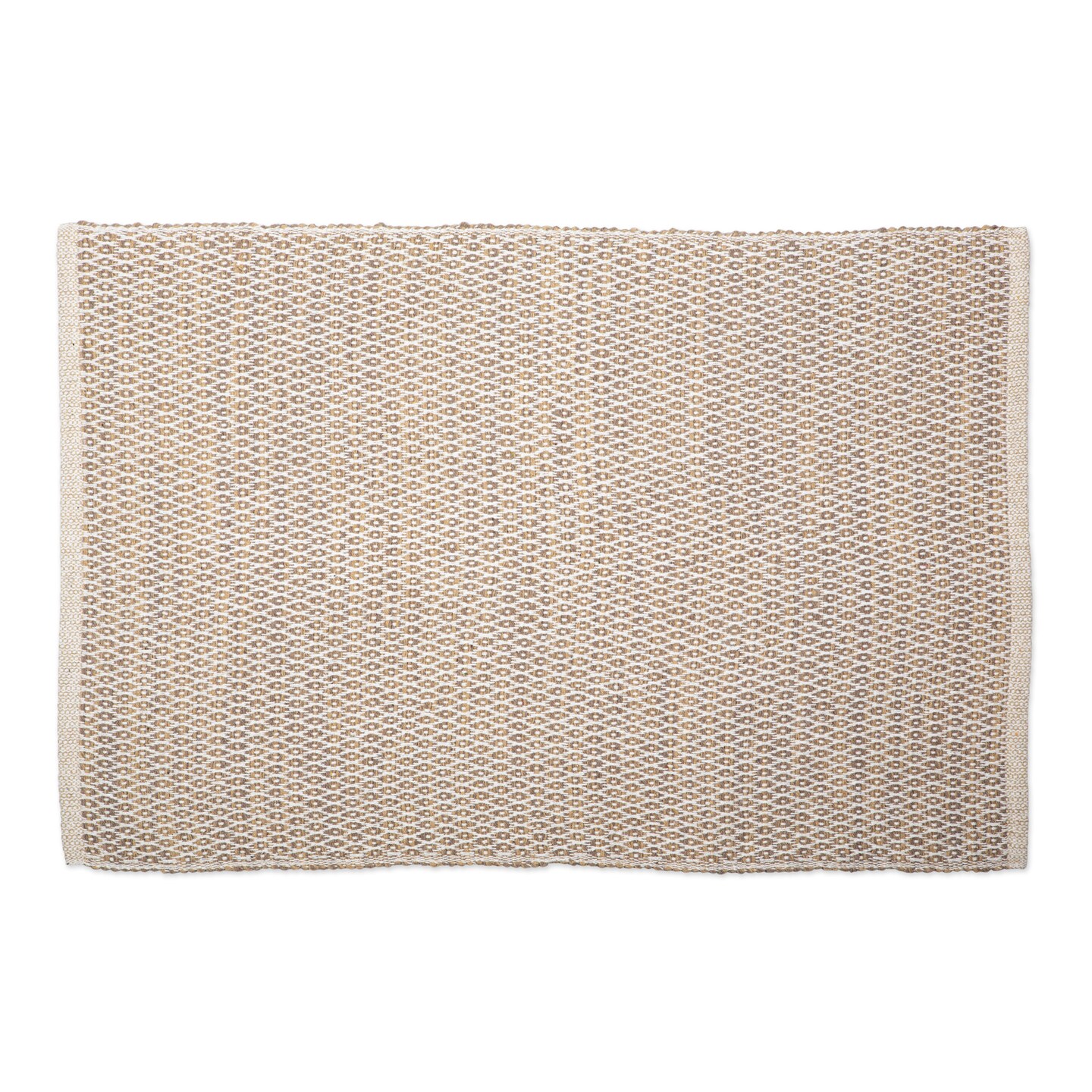 Contemporary Home Living 2' x 3' Beige, Brown, and White Diamond Rectangular Recycled Yarn Rug
