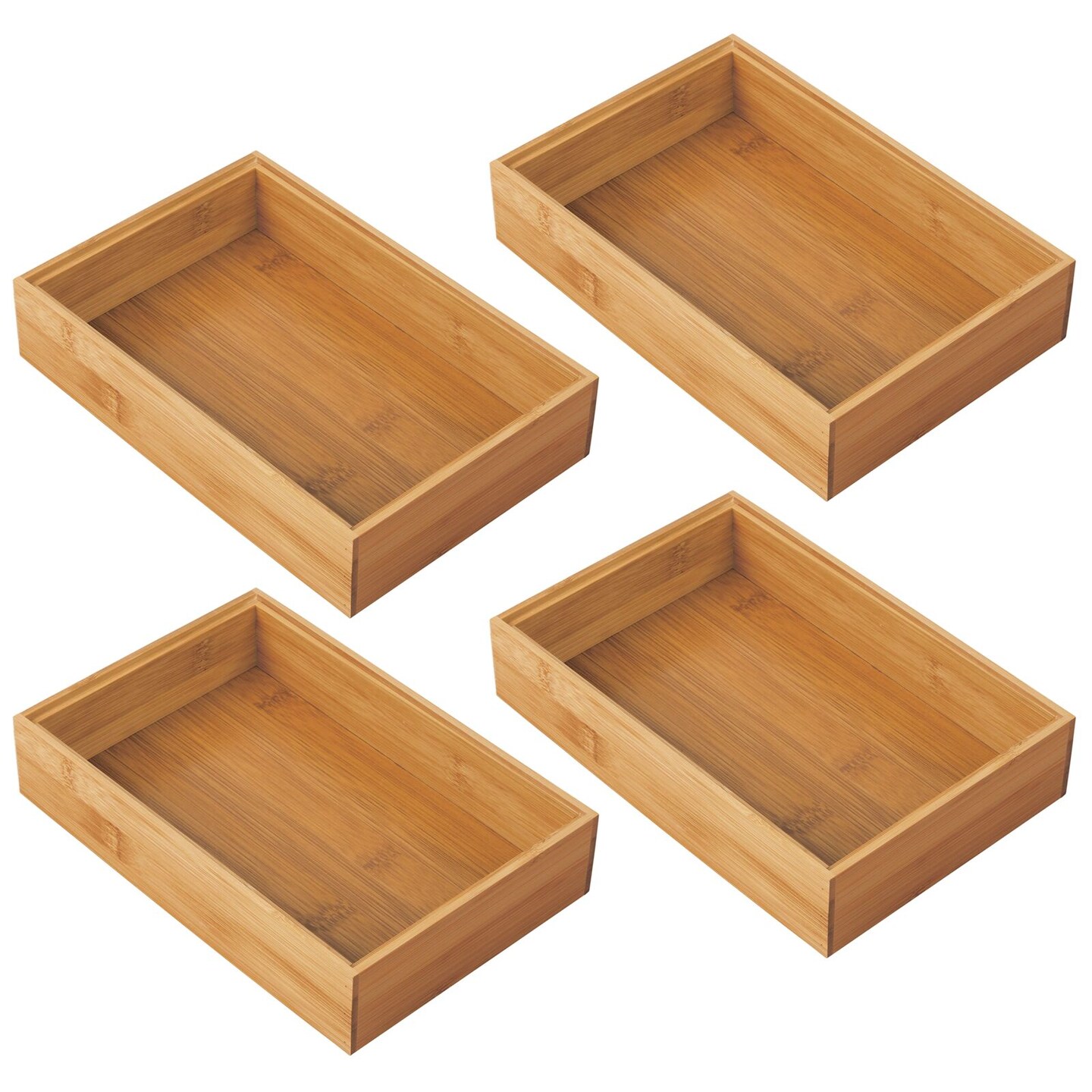 mDesign Wooden Bamboo Office Drawer Organizer Box Tray