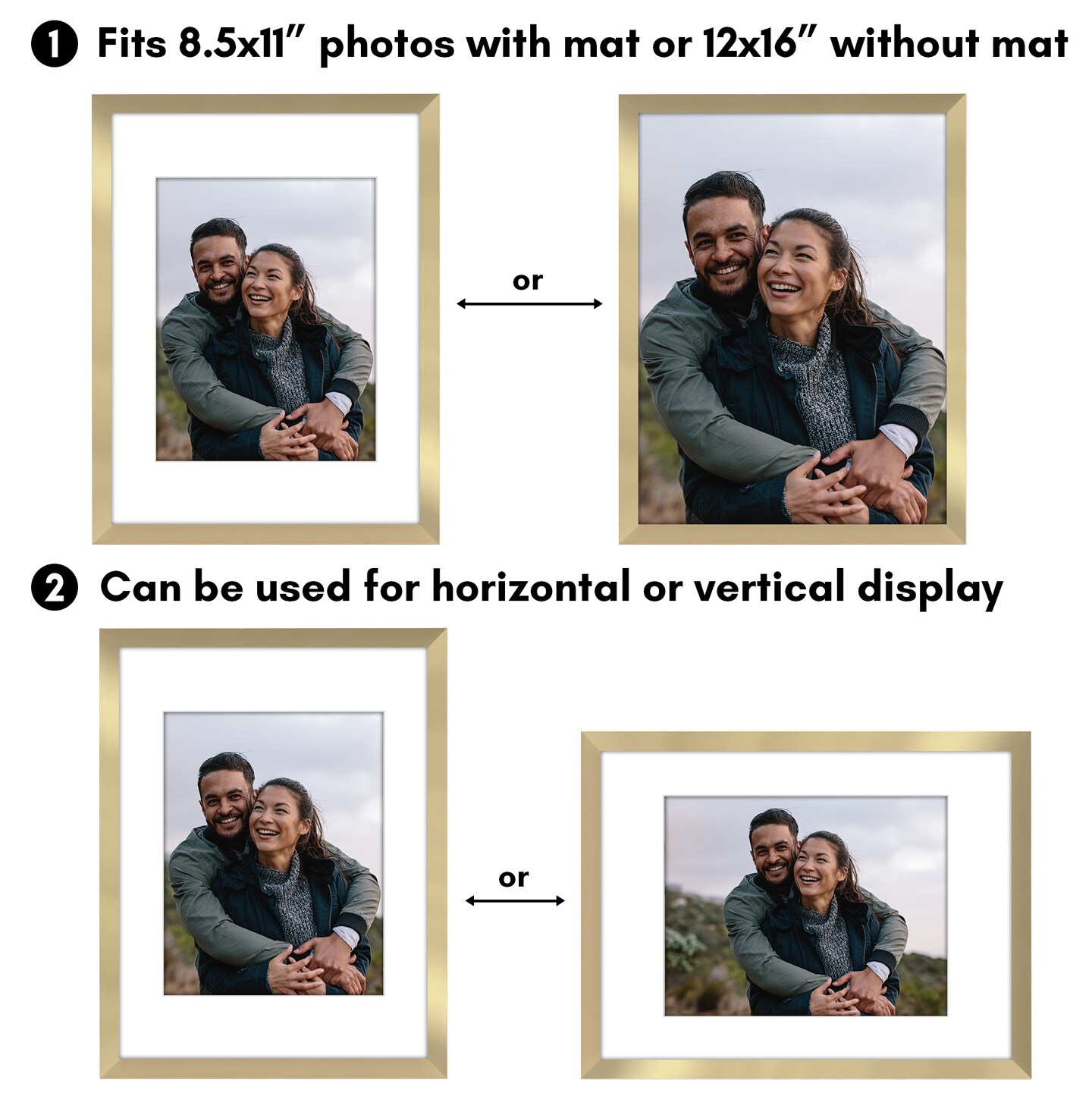 Americanflat Picture Frame Set with Mat - Set of 5 - Photo Frame Set of Five for Wall Display - Plexiglass Cover - Hanging Hardware