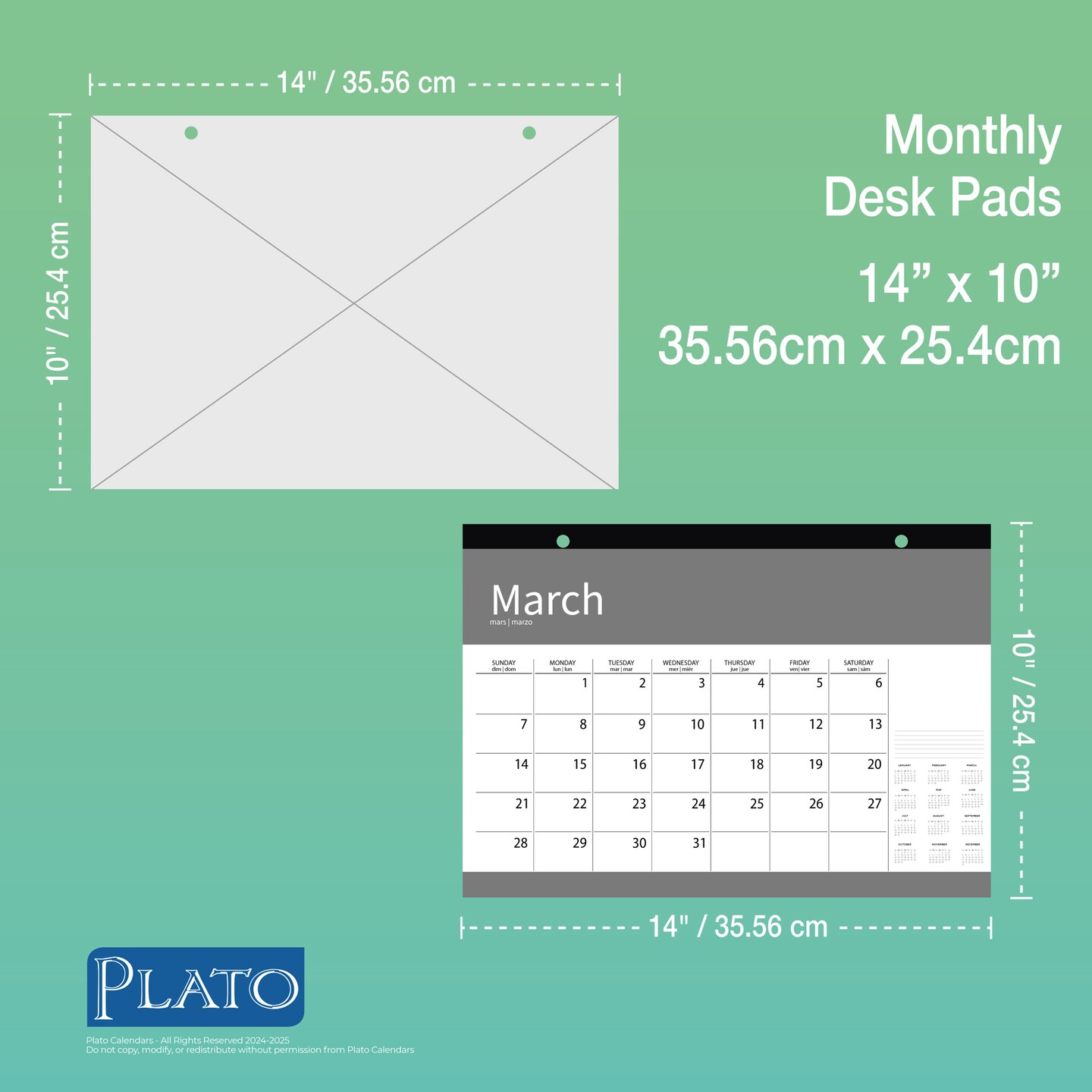 Bonnie Marcus OFFICIAL | 2025 14 x 10 Inch 18 Months Monthly Desk Pad Calendar | July 2024 - December 2025 | Plato | Fashion Designer Stationery