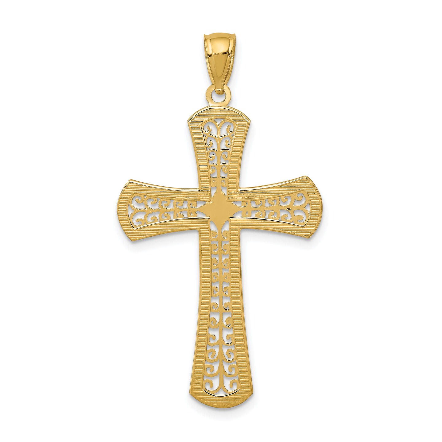 14K Yellow Gold Cross Pendant Charm Religious Jewelry 42 X 23mm
