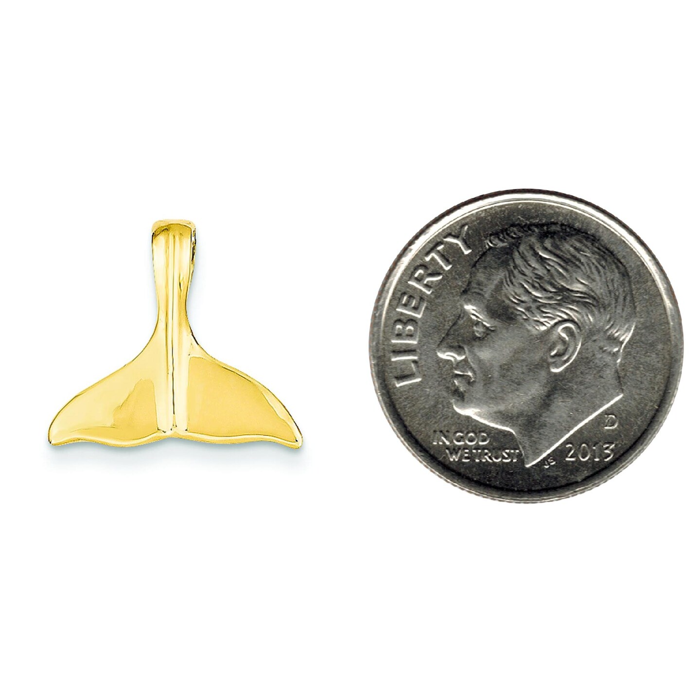 14K Gold Whale Tail Slide Pendant Charm Jewelry 15mm x 16mm
