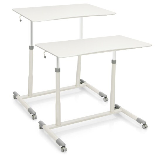 Height Adjustable Computer Standing Desk with 4 Universal Casters and I Shaped Base