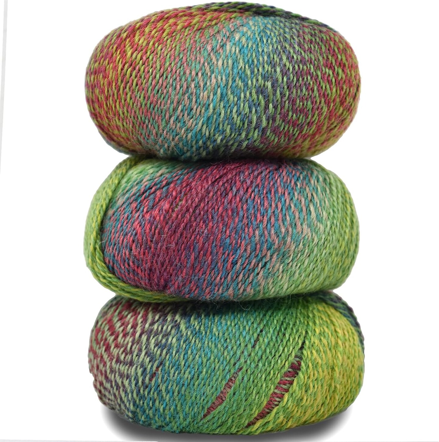 Double Helix by Living Dreams Yarn. Soft, Colorful 2-ply Wool Yarn for Crochet, Knitting, Weaving. Self-Striping Sport Weight Yarn, 3 Pack, 150g