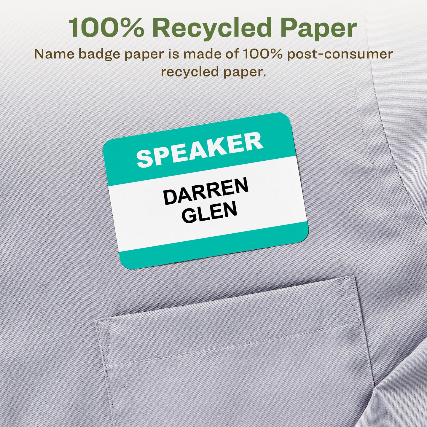 Avery EcoFriendly Recycled Name Tags, 2-1/3&#x22; x 3-3/8&#x22;, White, Removable Adhesive, 160 Printable Name Badges (42395)