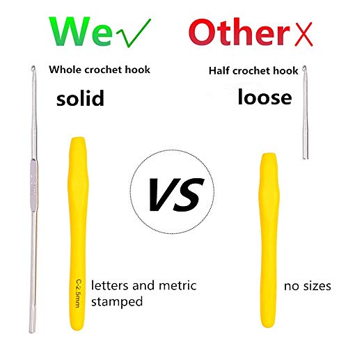 14 Size Crochet Hooks Set,MultiColor,2mm(B)-10mm(N) Ergonomic Crochet Hooks with Case for Arthritic Hands, Extra Long Crochet Needles