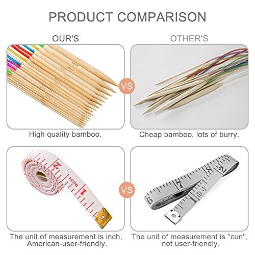 18 Pairs Bamboo Knitting Needles Set, Vancens Circular Wooden Knitting  Needles with Colorful Plastic Tube, Small Tools for Weave are Included, 18