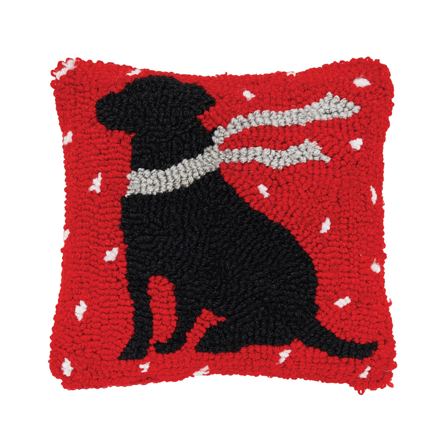8" x 8" Winter Christmas Black Dog with Scarf Silhouette on Red