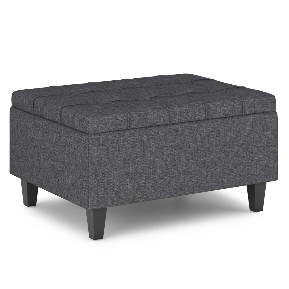 Simpli Home Harrison Transitional Rectangle Small Coffee Table Storage Ottoman