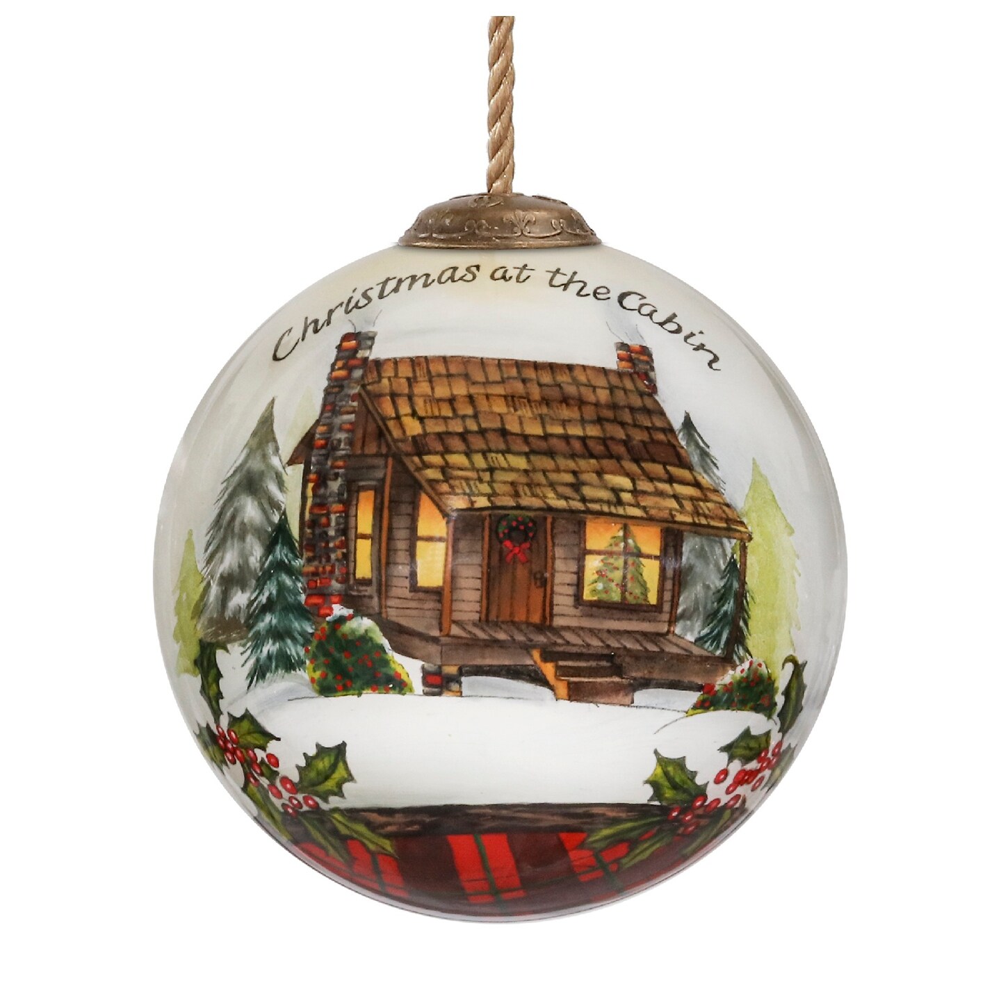 CC Christmas Decor 3&#x22; Christmas at the Cabin Glass Ball Hanging Ornament