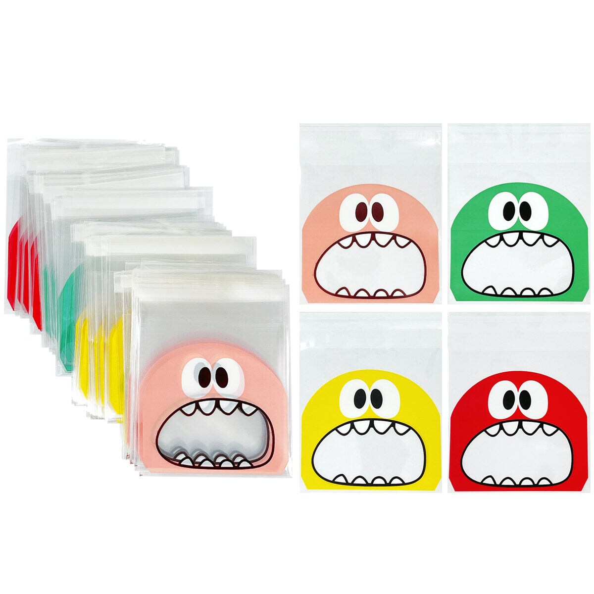Wrapables Transparent Self-Adhesive 4&#x22; x 4&#x22; Candy and Cookie Bags, Favor Treat Bags for Parties and Wedding (200pcs)