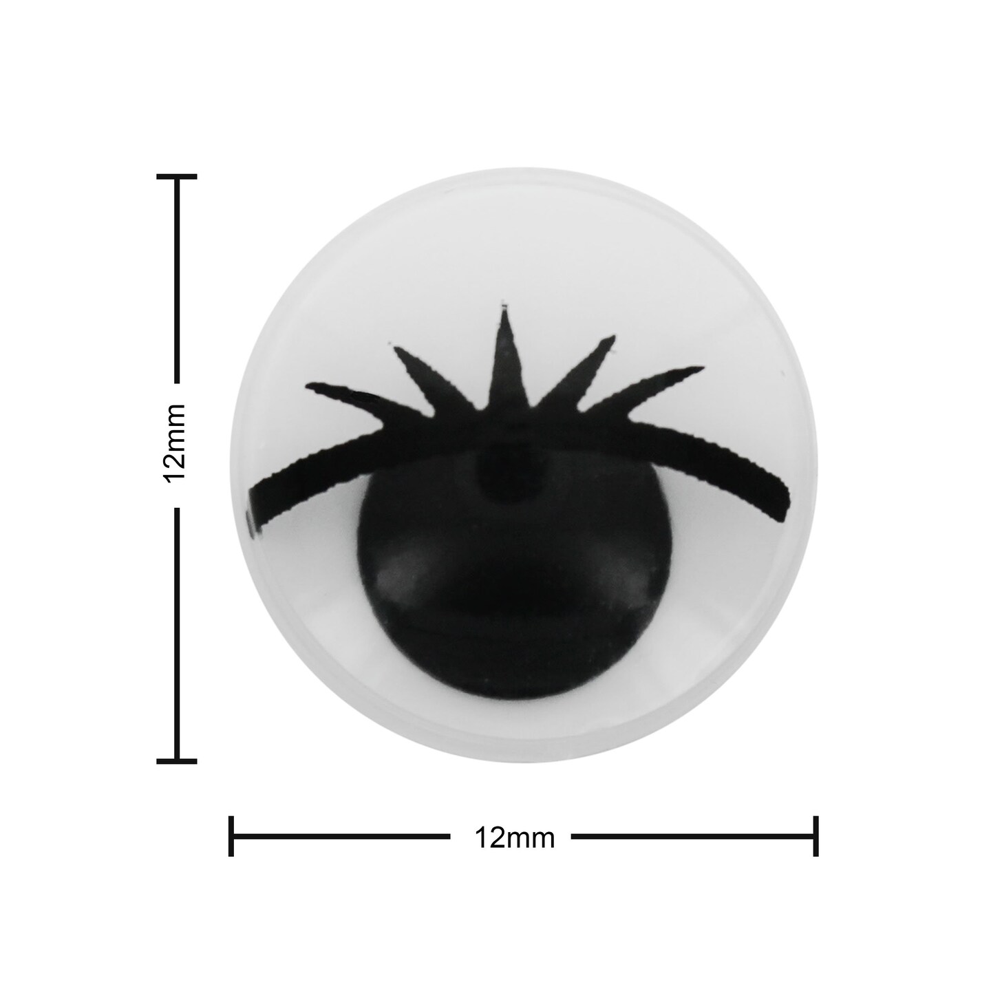 Essentials by Leisure Arts Eyes Printed Moveable 12mm with Eyelashes 20pc Googly Eyes, Google Eyes for Crafts, Big Googly Eyes for Crafts, Wiggle Eyes, Craft Eyes