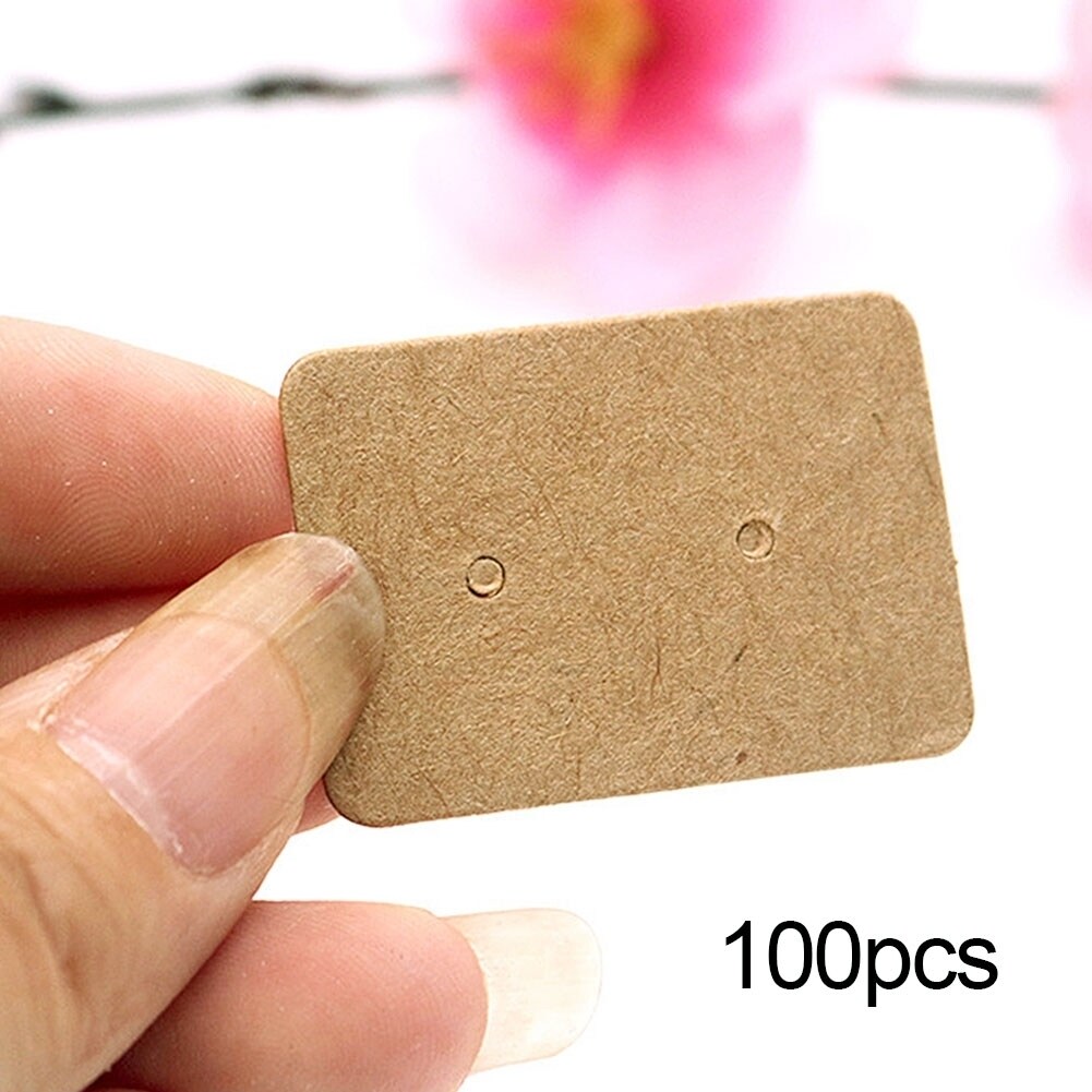 100Pcs Kraft Paper Earring Jewelry Ear Studs Holder Display Card Tag Cardboard
