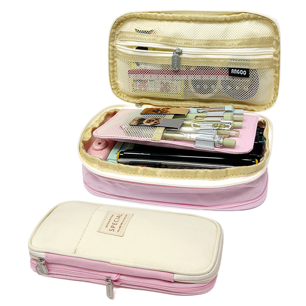 Wrapables Three Layer Multifunctional Pencil Case Cosmetic Bag