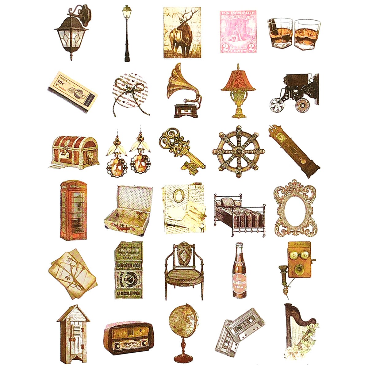 Wrapables Decorative Scrapbooking Washi Stickers, DIY Crafts for Stationery, Diary, Card Making (60 pcs)