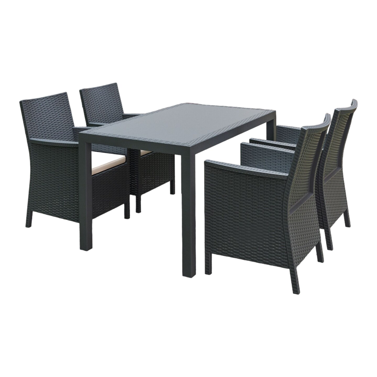 Luxury Commercial Living 5Piece Dark Gray Patio Dining Set with