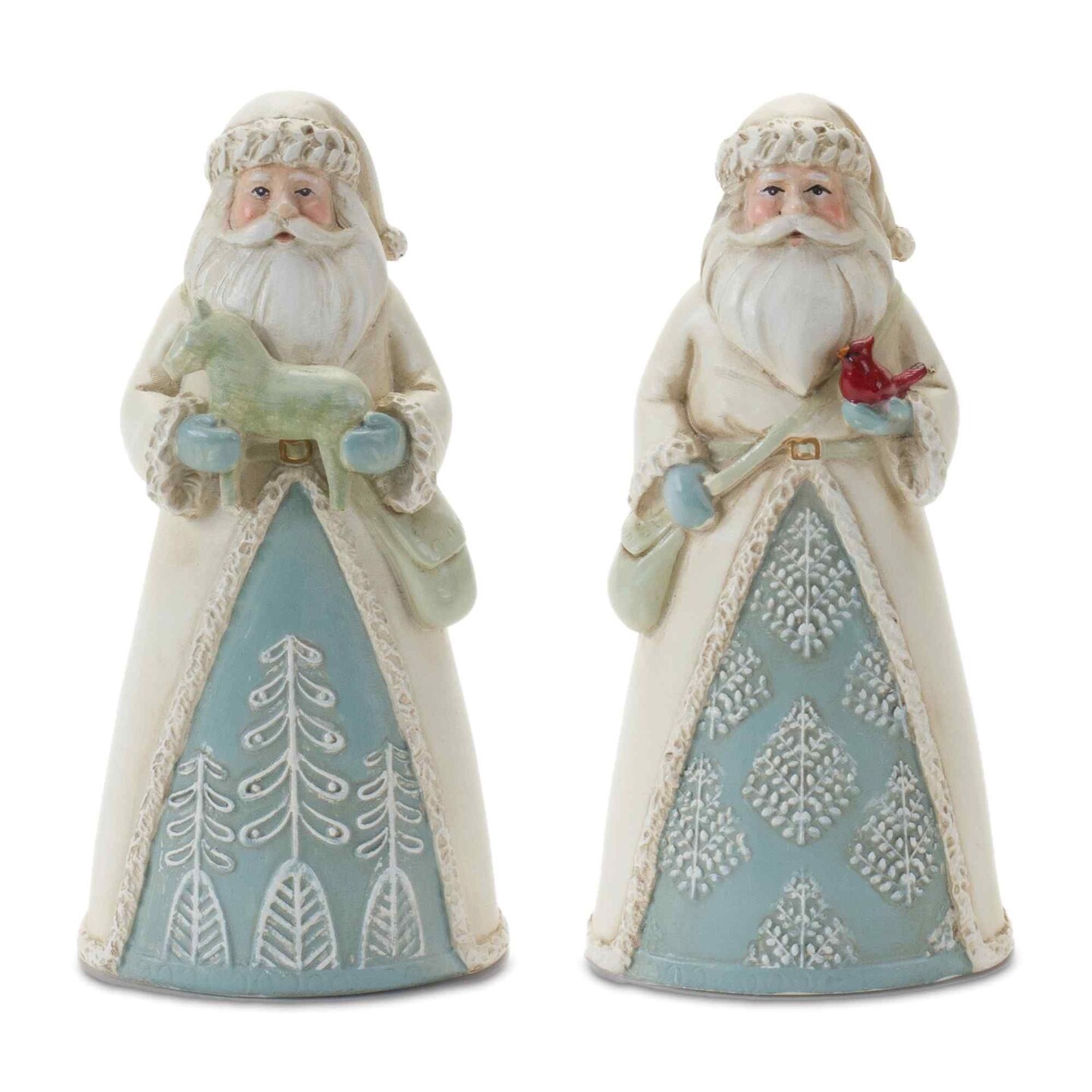 Melrose Set of 6 Winter Santa with Horse and Cardinal Christmas Tabletop Figurines 5&#x22;