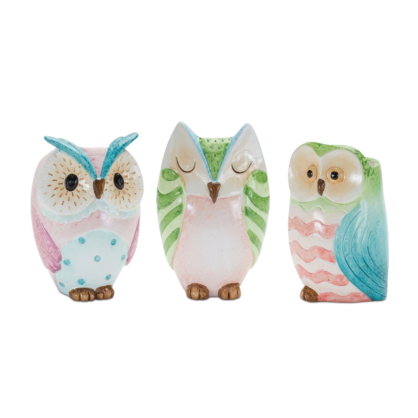 Melrose Owl Planters - 7.25&#x22; - Multi-Color - Set of 3