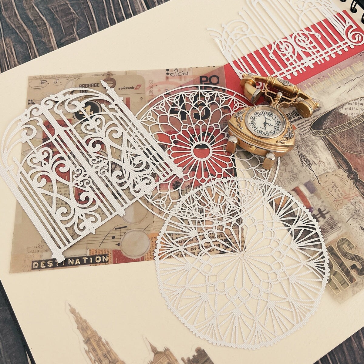 Wrapables Hollow Lace Paper for Arts &#x26; Crafts, Scrapbooking, Stationery, Photo Albums (Set of 2)